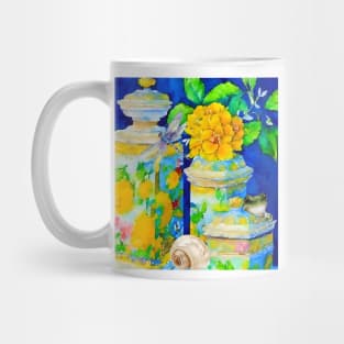 Chinoiserie jars, frog and a dragonfly watercolor Mug